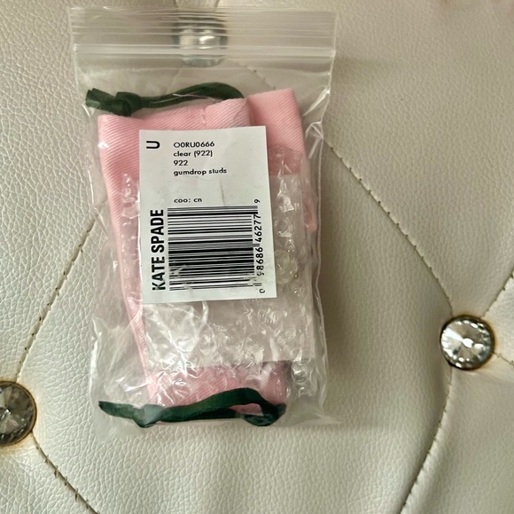 Kate Spade Clear Gold Plated Gumdrop Crystal Stud Earrings O/S - Picture 7 of 9